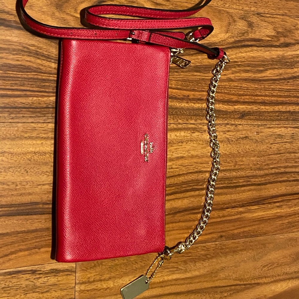 Coach - Red Over-the-Shoulder Purse w/ Gold Accent